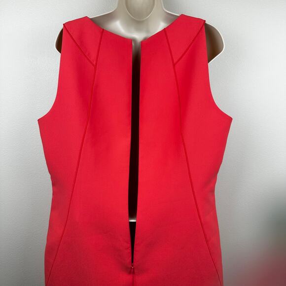 Lafayette 148 New York Dress Sheath Sleeveless Lined Orange Size 14 Career Event - Picture 6 of 11